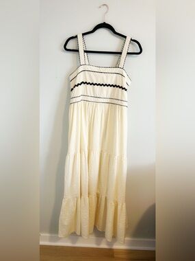 NWT Japna Cream Maxi Dress with Black Trim